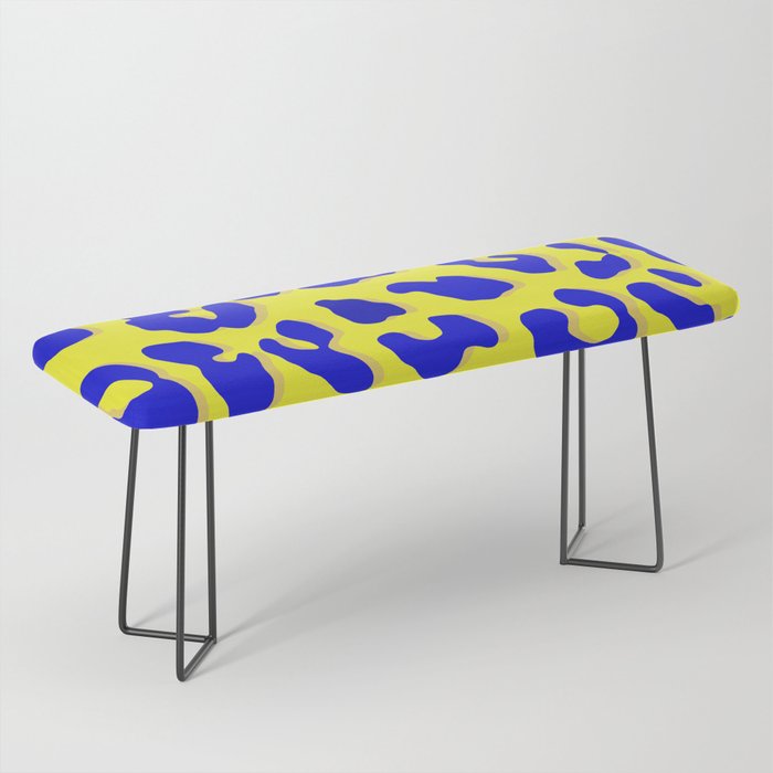 Leopard Print Navy Yellow Bench