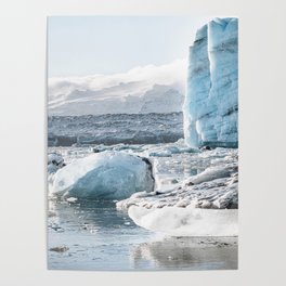 Dramatic Jökulsárlón iceberg lagoon | Blue ice cold winter Iceland landscape photography Poster