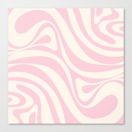 New Groove Retro Swirl Abstract Pink Cream Canvas Print