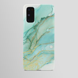 Magic Bloom Flowing Teal Blue Gold Android Case