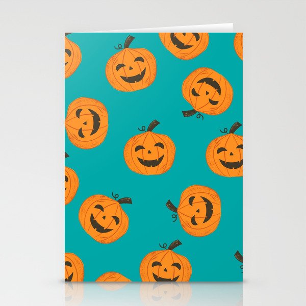 Spooky Pumpkin Halloween Pattern Stationery Cards