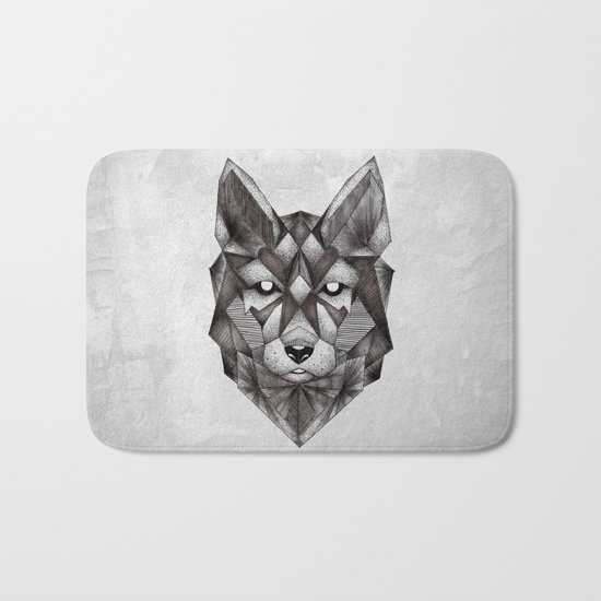 Geometric Wolf Bath Mat