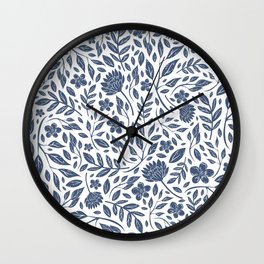 Delft Blue Botanical Florals Wall Clock