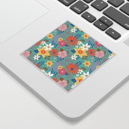 Spring flowers | Teal | Orange | Yellow | Mother's Day gift | Sticker