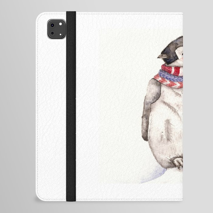 Baby Penguin in Red and Blue Scarf. Winter Season iPad Folio Case