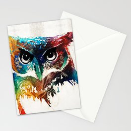 Colorful Owl Art - Wise Guy - By Sharon Cummings Stationery Card
