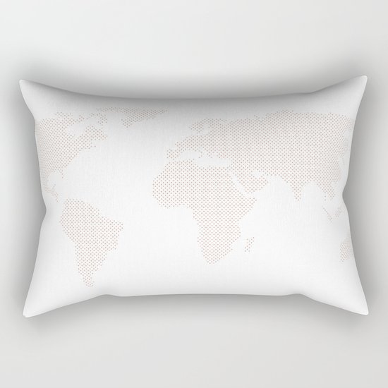 World Map Dots Rose Gold Bronze Copper Rectangular Pillow