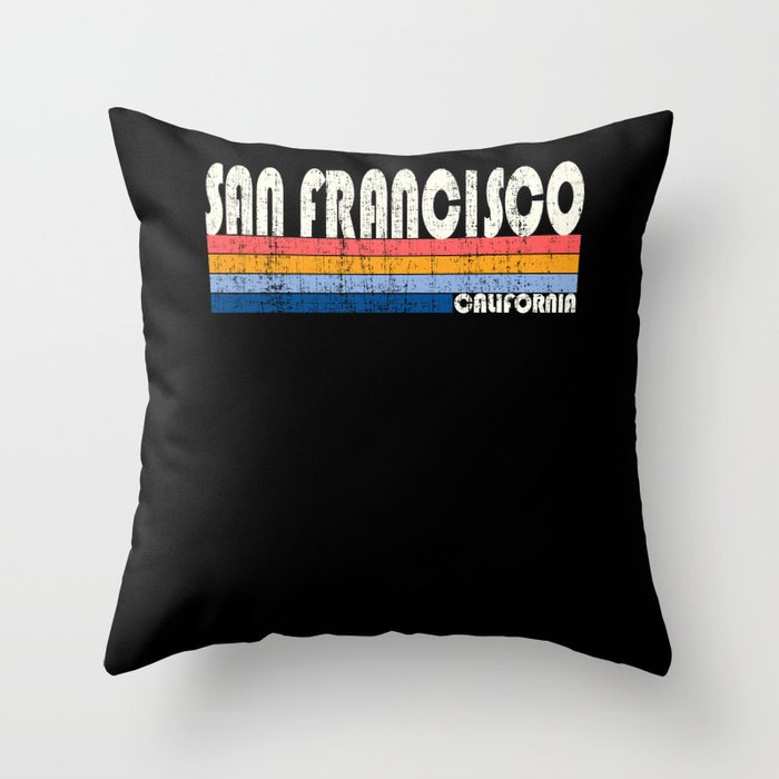 Retro Vintage 70s 80s Style San Francisco, CA Throw Pillow