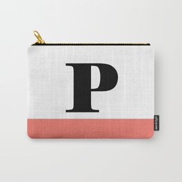 Monogram Letter P-Pantone-Peach Echo Carry-All Pouch | Digital, Typography, Graphicdesign 