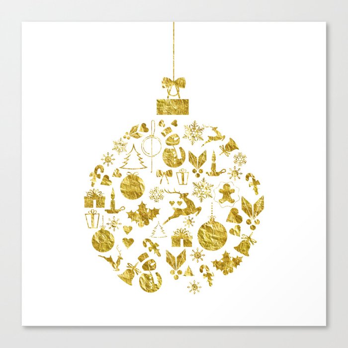 Golden Shimmering Christmas Ornament Bauble Canvas Print