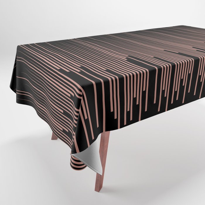Black and Pink Frequency Stripe Line Pattern Pairs DE 2022 Trending Color Rose de Mai DET432 Tablecloth