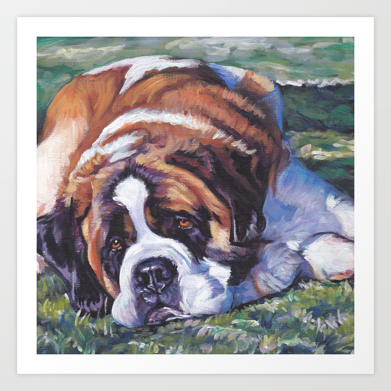 St Bernard Dog Art From An Original Painting By L A Shepard Art