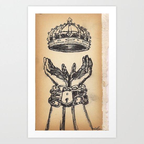 hands chains crown Art Print