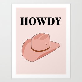 Howdy - Cowboy Hat Peach Art Print