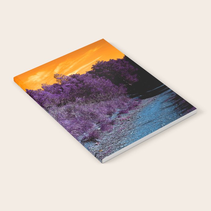 Not Home Planet Alien Landscape Indigo Purple Orange Surreallist Notebook By Nothomeplanet