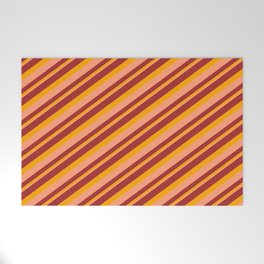 [ Thumbnail: Brown, Orange & Light Salmon Colored Lines/Stripes Pattern Welcome Mat ]