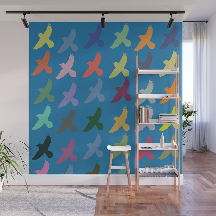 Colorful Birds Flying Bird Pattern  Wall Mural