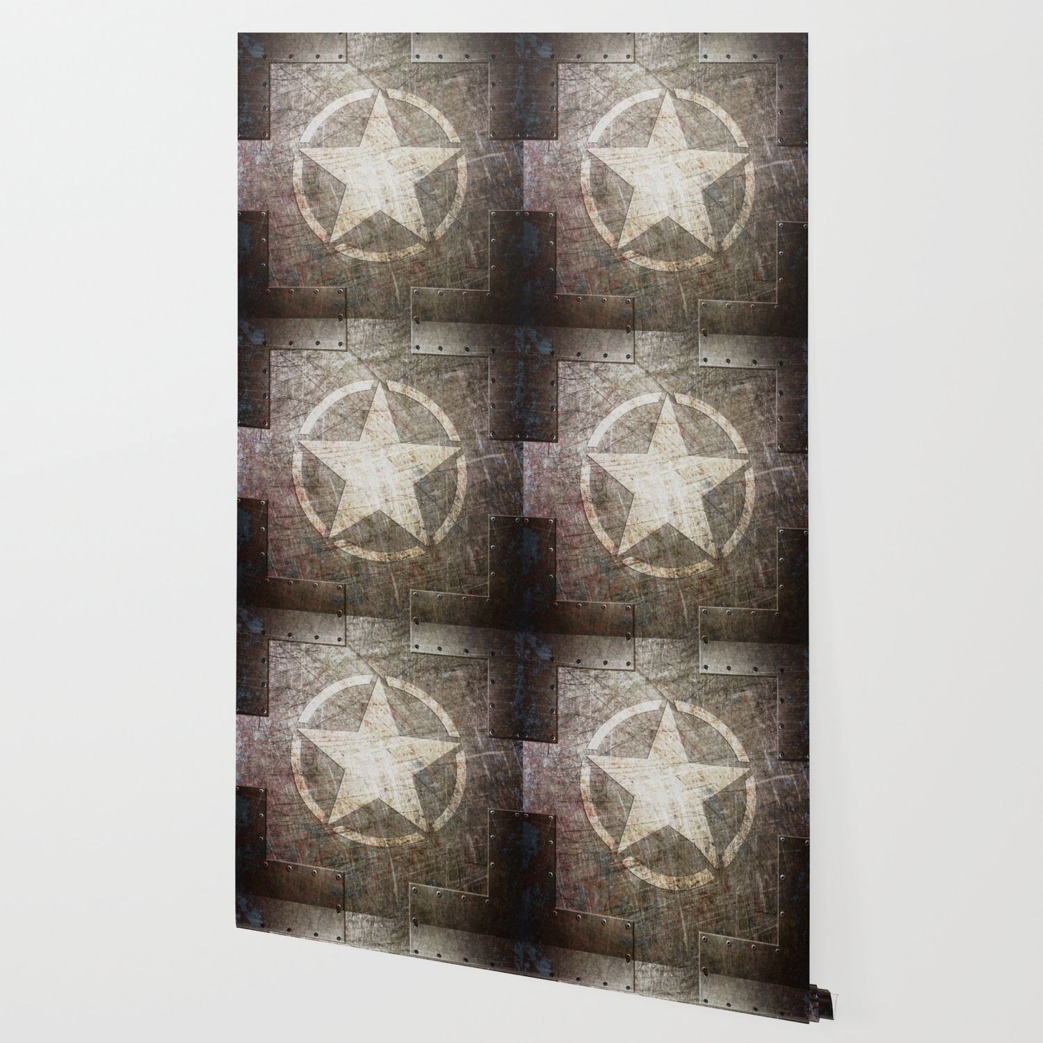 Army Star On Distressed Riveted Metal Door Wallpaper By Molonlabecreations Society6