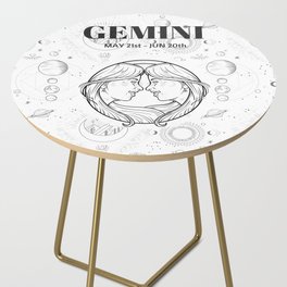 Gemini Star Sign (Black and White) Side Table