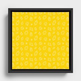 Yellow and White Gems Pattern Framed Canvas