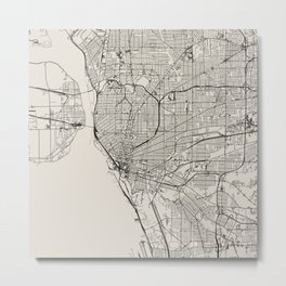 Black and White Buffalo (USA) Map Metal Print