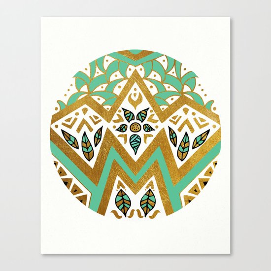 Golden Nature Mandala Canvas Print