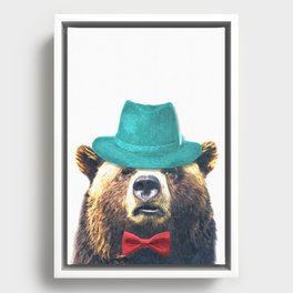 Funny Bear Illustration Framed Canvas