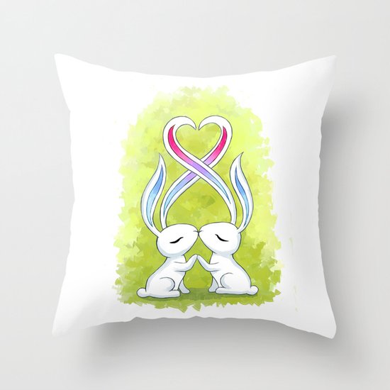Bunny Kiss Throw Pillow