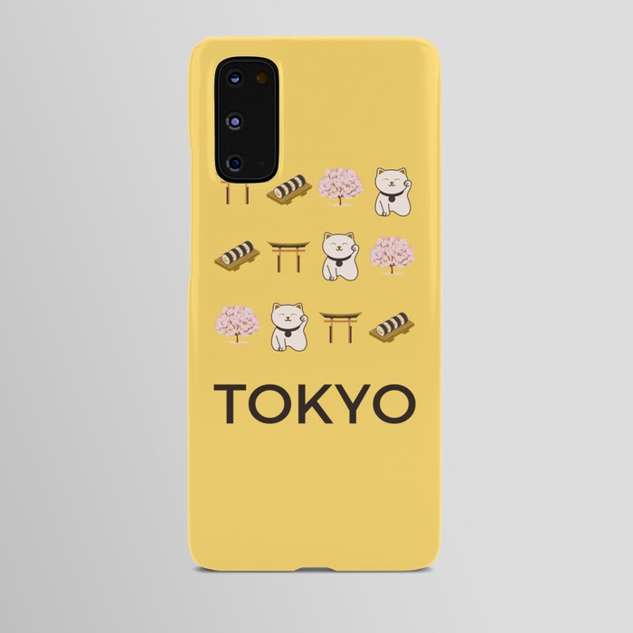 Tokyo Retro Art Vacations Boho Decor Modern Decor Yellow Tones Illustration Android Case
