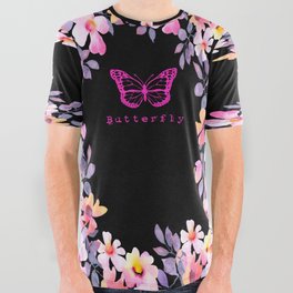 Pink butterfly All Over Graphic Tee