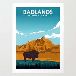 Badlands National Park Travel Poster Art Print