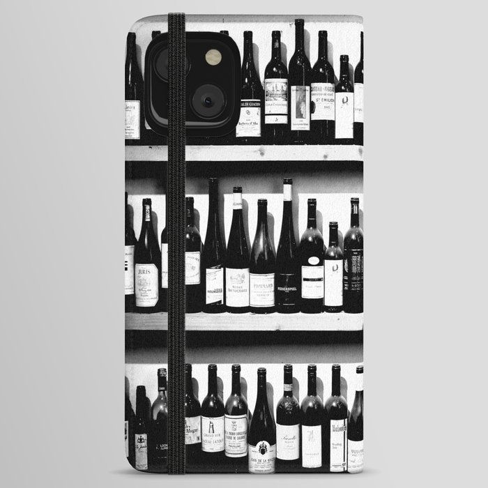 Wine Bottles in Black And White #decor #society6 #buyart iPhone Wallet Case