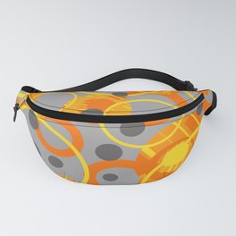 Orange yellow rings - grey dots - Modern Geometric Design Fanny Pack