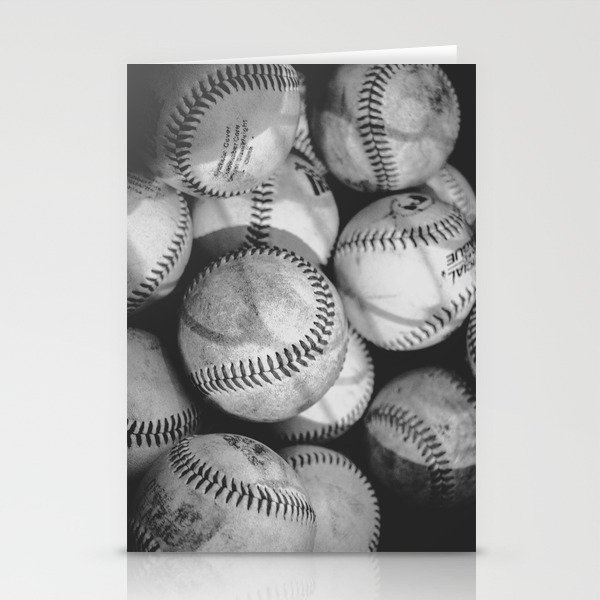 Baseballs in Black and White Stationery Cards