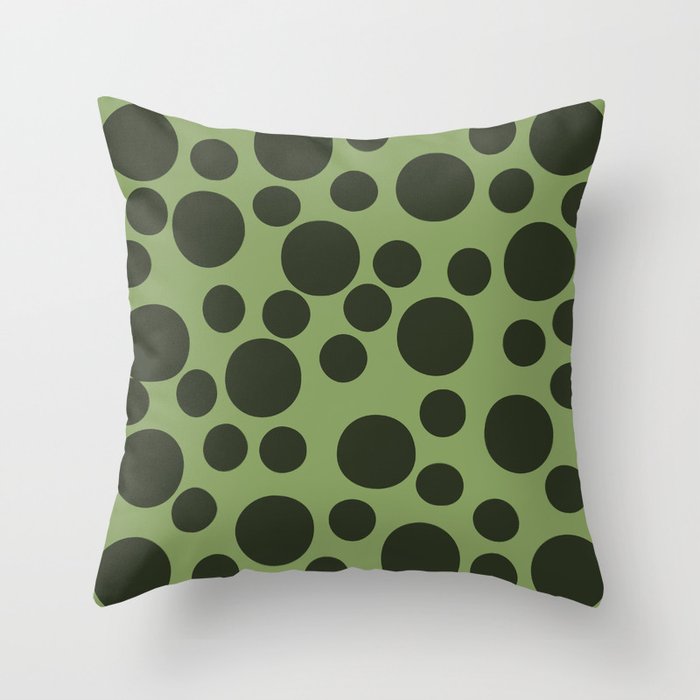 Army Green Dots Throw Pillow by 