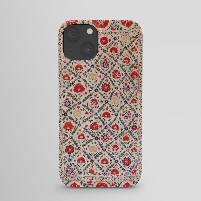 Kermina Suzani Uzbekistan Floral Embroidery Print iPhone Case