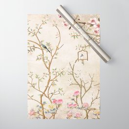 Chinoiserie Cherry Blossom Bird Garden Fresco Wrapping Paper