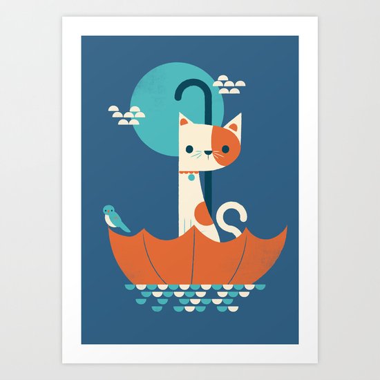 Umbrella Cat Art Print