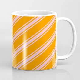 [ Thumbnail: Dark Orange and Pink Colored Lined Pattern Coffee Mug ]