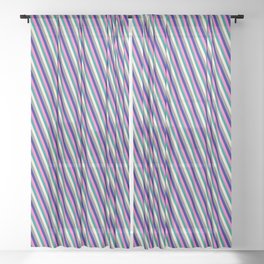 [ Thumbnail: Eyecatching Hot Pink, Dark Cyan, Beige, Gray, and Dark Blue Colored Lines/Stripes Pattern Sheer Curtain ]