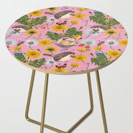 Dandelion Flowers with hedgehogs - pink Side Table