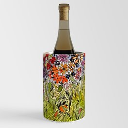 lab labrador yellow dog flowers floral garden butterfly Wine Chiller
