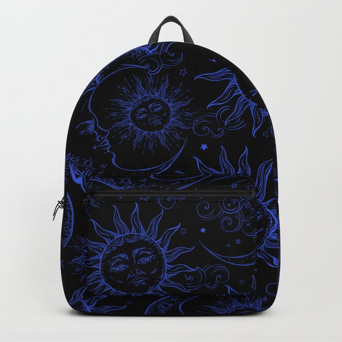 Black & Blue Magic Celestial Vintage Sun & Moon Backpack