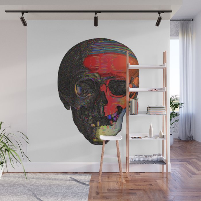 Colorful skull illustration, retro design  Wall Mural