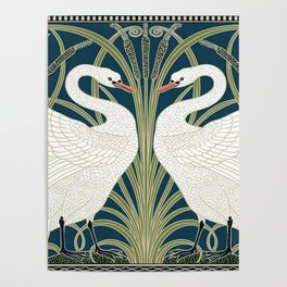 Swan Rush and Iris by Walter Crane Poster