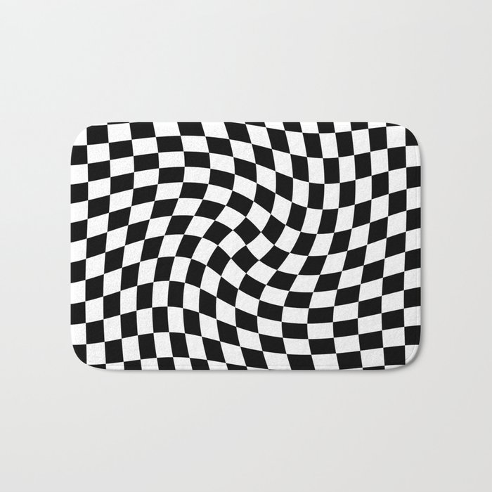 Check VIII - Black Twist — Checkerboard Print Bath Mat