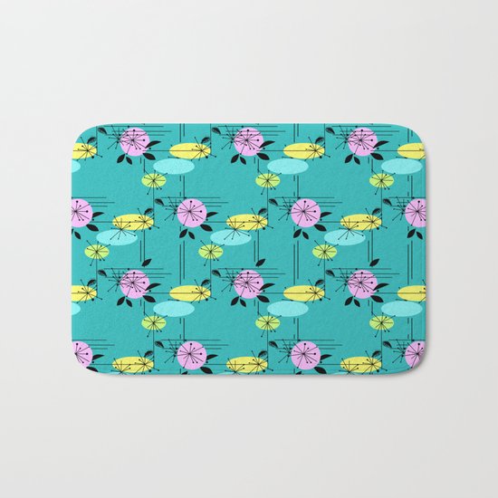 Retro . Turquoise . Bath Mat