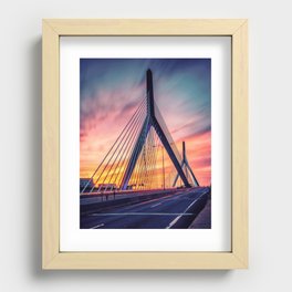 Cotton Candy Sunset over the Zakim Bridge Recessed Framed Print