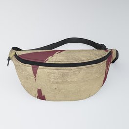 Abstract burgundy gold paint brush strokes Fanny Pack