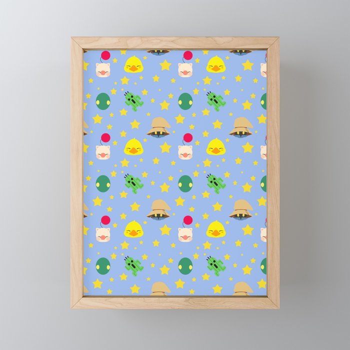 ff pattern blue Framed Mini Art Print